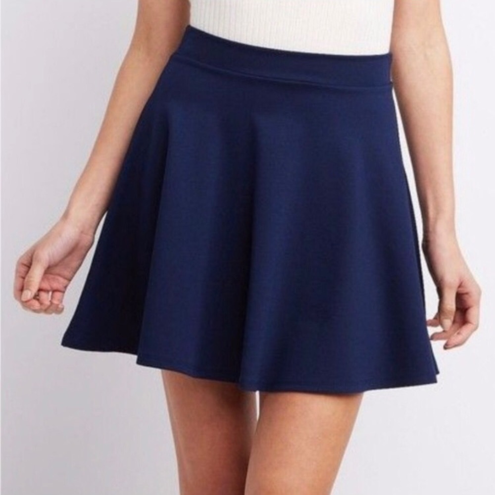NWT Forever 21 Navy Textured Skater Skirt Size L